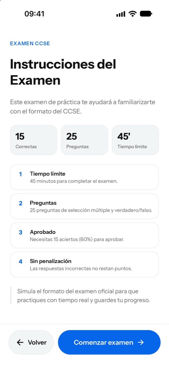Modos de examen en miCCSE