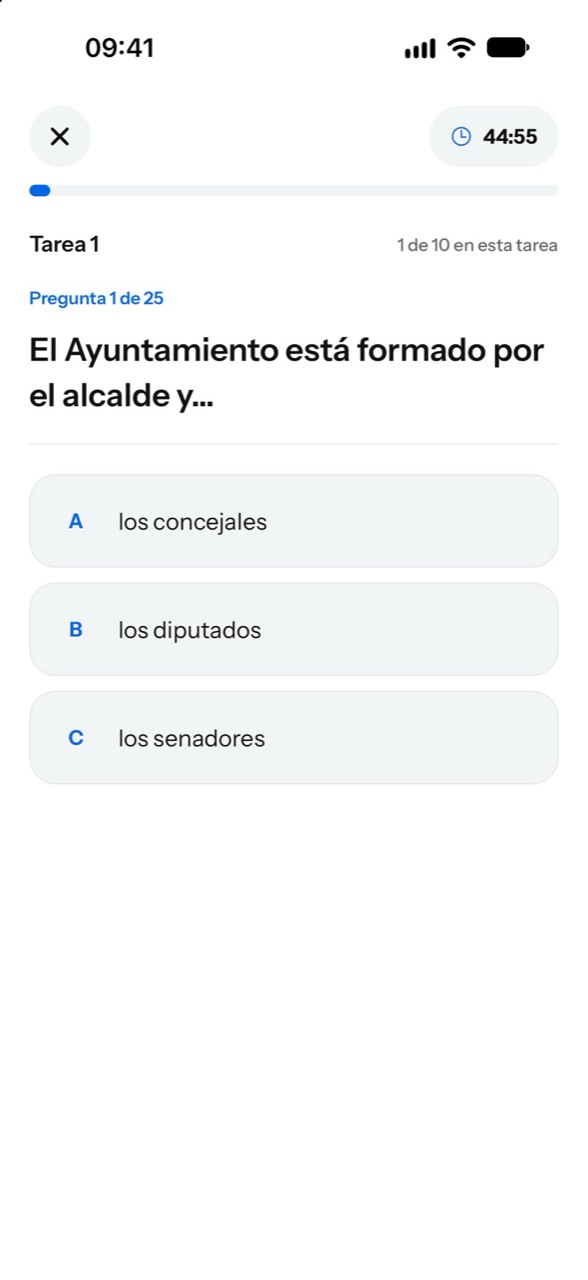 Pregunta del simulacro CCSE con cronómetro